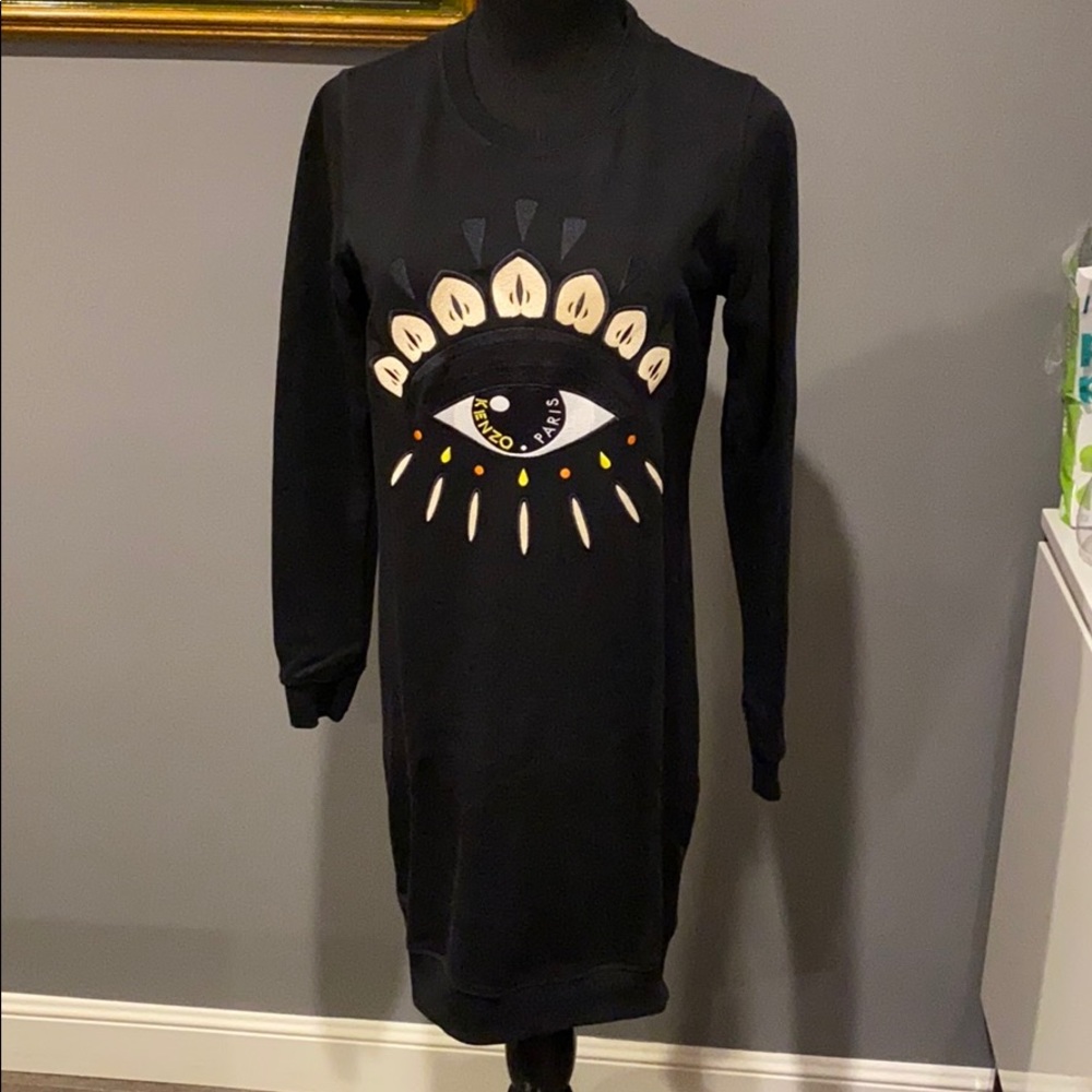 Kenzo eye logo black sweater dress XS